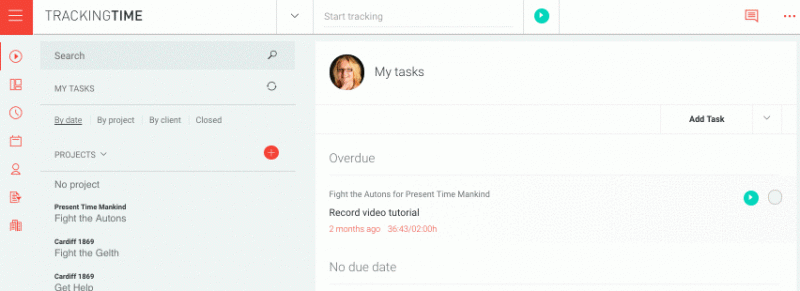 Edit start time while you are tracking.