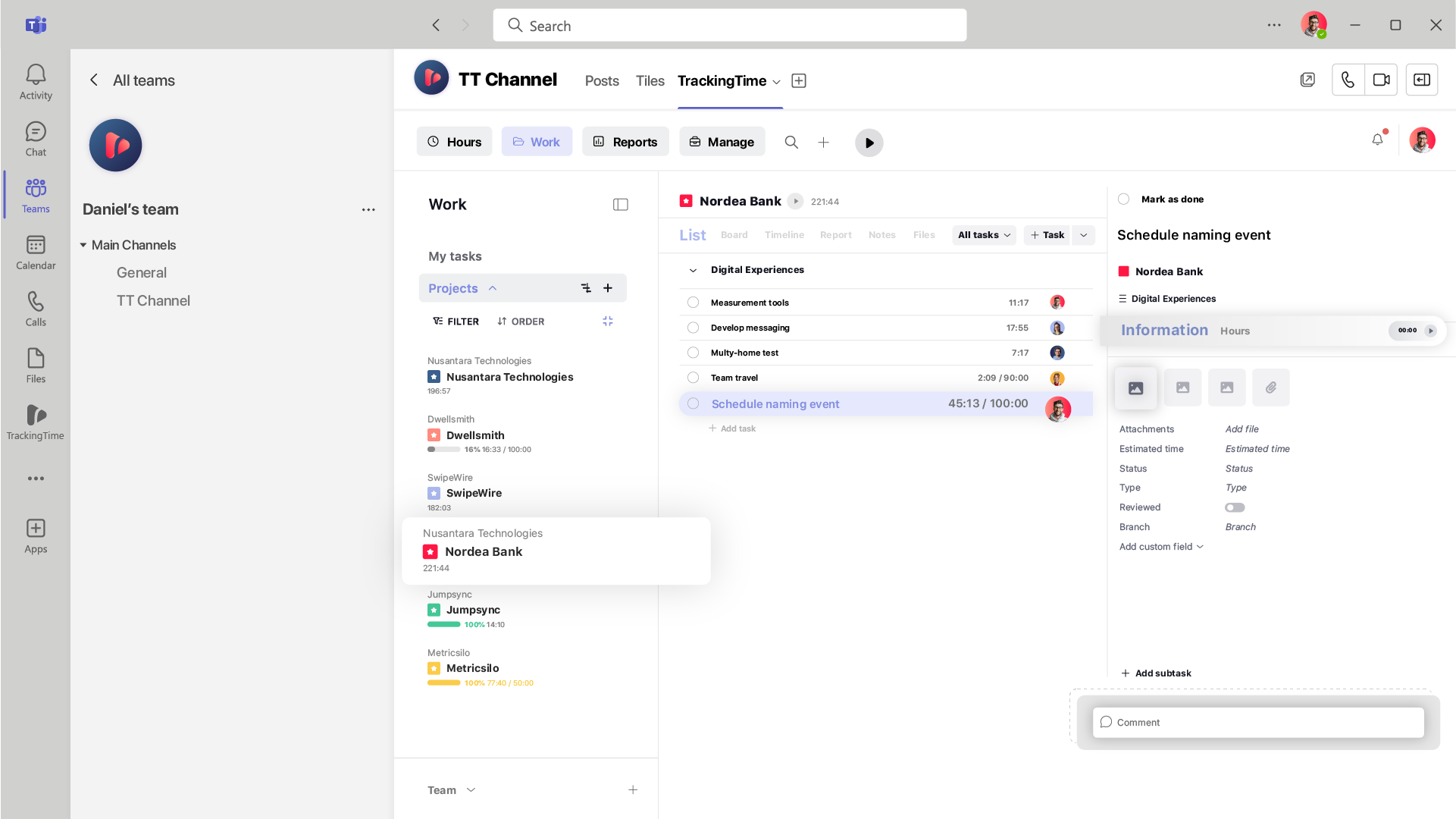 microsoft teams built-in time tracking