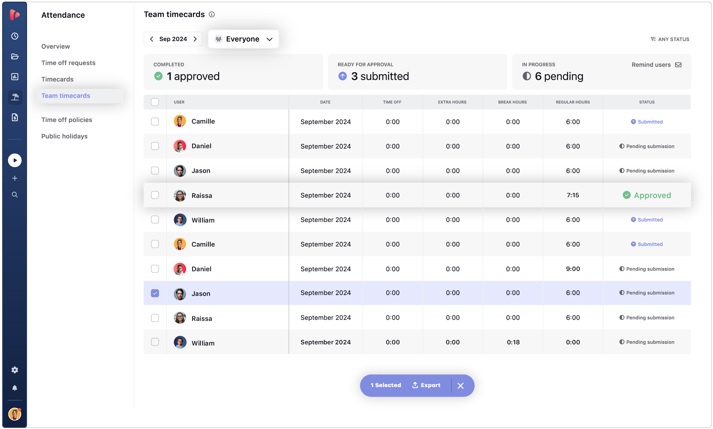 Feature Timecard