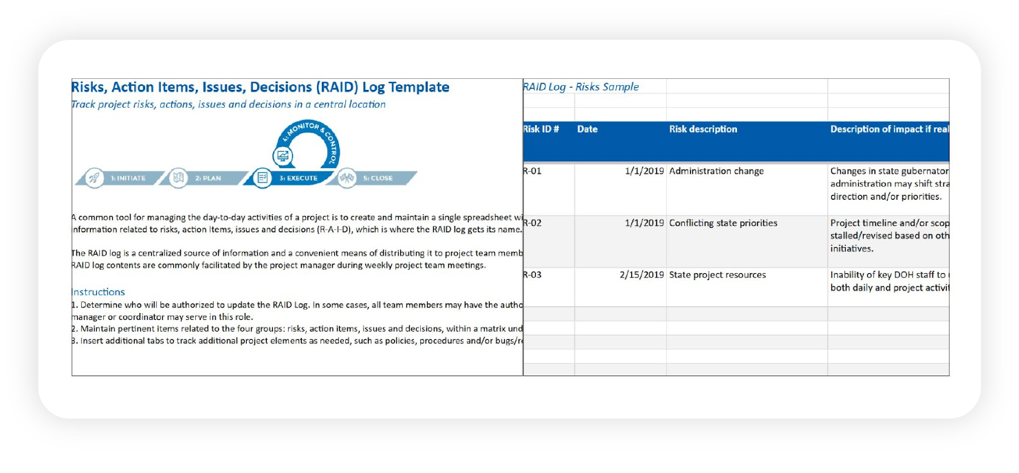 Download the Standard RAID Log template by PHII