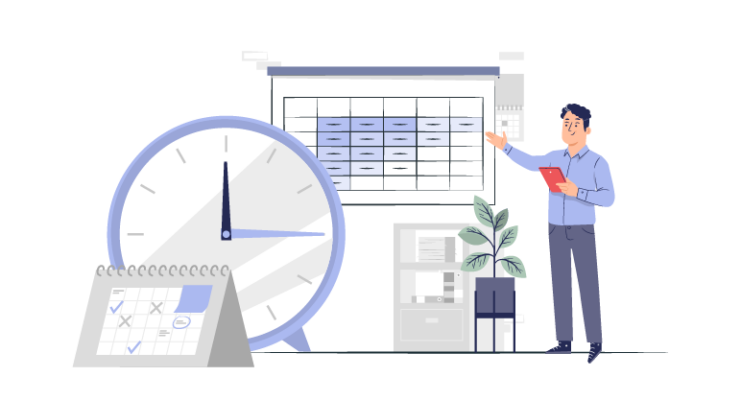 Concept illustration representing the difference between time tracking and timesheets in workforce management.