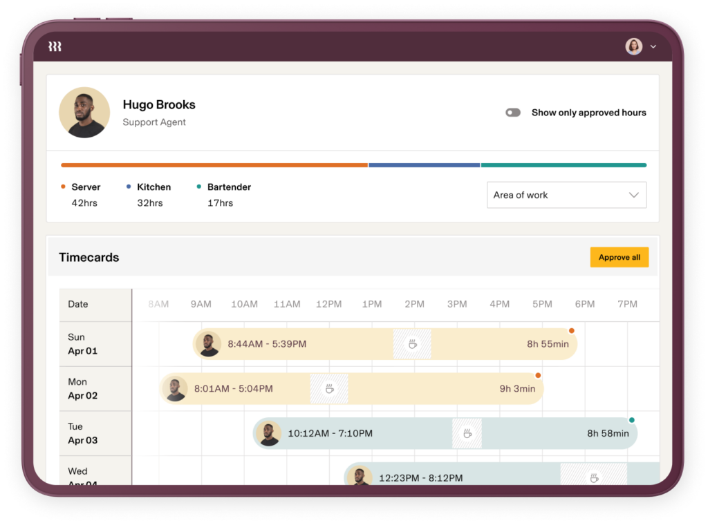 Rippling includes time and attendance as one component of a larger workforce management suite. It’s well suited for organizations that want attendance tightly integrated with HR, payroll, and employee data in a single system.