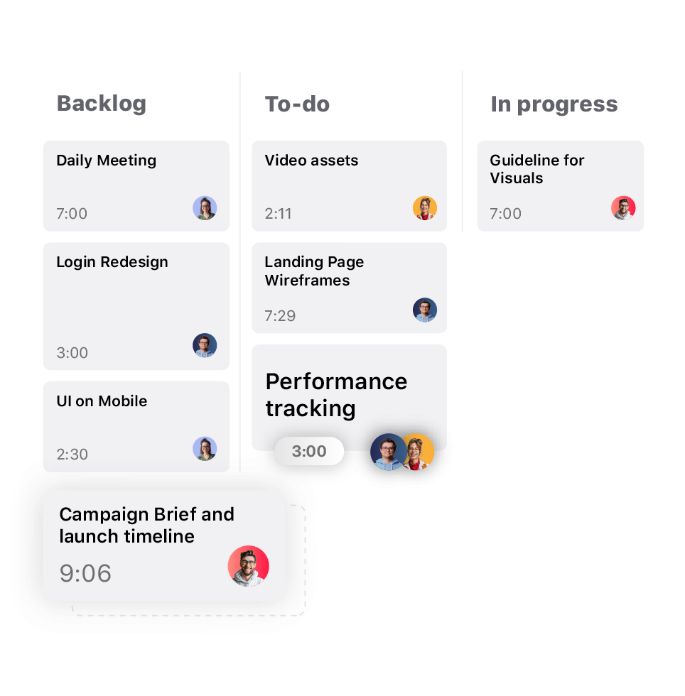 Project management with native time tracking